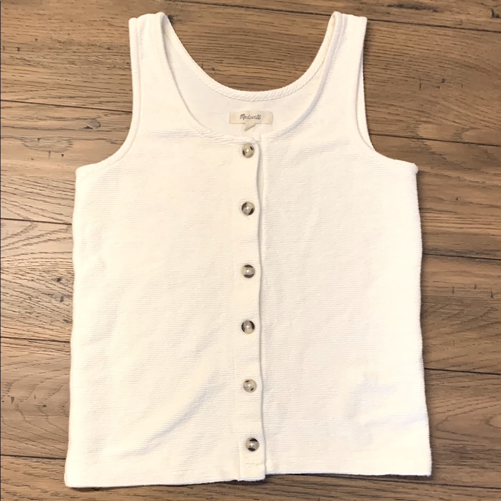 Madewell Ottoman Jacquard Button Down Tank Top in XXS